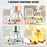 Commercial Chopper With 4 Replacement Blades Commercial Vegetable Chopper Stainless Steel French Fry Cutter Potato Dicer & Slicer Commercial Vegetable Fruit Chopper For Restaurants & Home Kitche - Image 3
