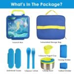 1Pc Kids Lunch Box Thermal Lunch Container With Insulated Storage Bag 2 Compartments Spoon Fork Case Food Safe Spill Resistant - Image 5
