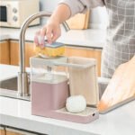 Dishwashing Brush Pot Artifact Pressing Liquid Box Sponge Wipe Combination Kitchen Dishwasher Automatic Liquid Cleaning Brush