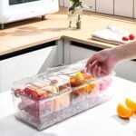 1Set Ice Chilled Condiment Caddy Serving Tray Container Bar Garnish Holder Salad Platter Server Food Storage With 5 Removable Containers 5 Lids 2 Tongs 5 Sporks - Image 3