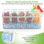 1Set Ice Chilled Condiment Caddy Serving Tray Container Bar Garnish Holder Salad Platter Server Food Storage With 5 Removable Containers 5 Lids 2 Tongs 5 Sporks - Image 7