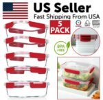 5 Pack Stackable Food Storage Containers Airtight & Leakproof Set Snap Lock Lids - Image 6