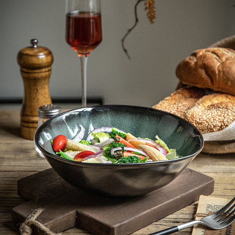 cf400e00-7558-4b91-9144-47400ccbbf68.jpg 7.5 Inch Ceramic Bowl Vintage Salad Bowl Vegetable Bowl Micro Flaw - Image 1